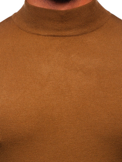 Bolf Herren Halb Rollgragenpullover Basic Braun  W1-1725