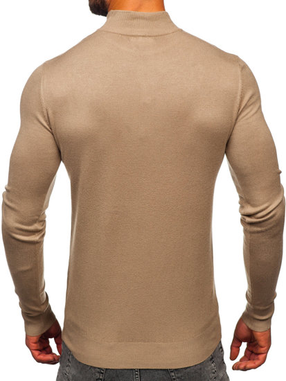 Bolf Herren Halb Rollgragenpullover Basic Camel  W1-1725