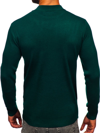 Bolf Herren Halb Rollgragenpullover Basic Grün S8563