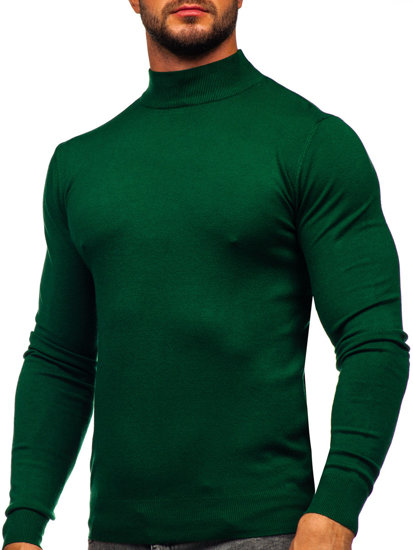 Bolf Herren Halb Rollgragenpullover Basic Grün W1-1725