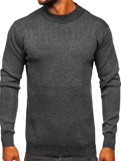 Bolf Herren Halb Rollkragenpullover Basic Anthrazit  S8561