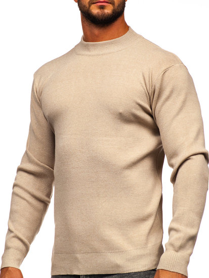 Bolf Herren Halb Rollkragenpullover Basic Beige  S8561