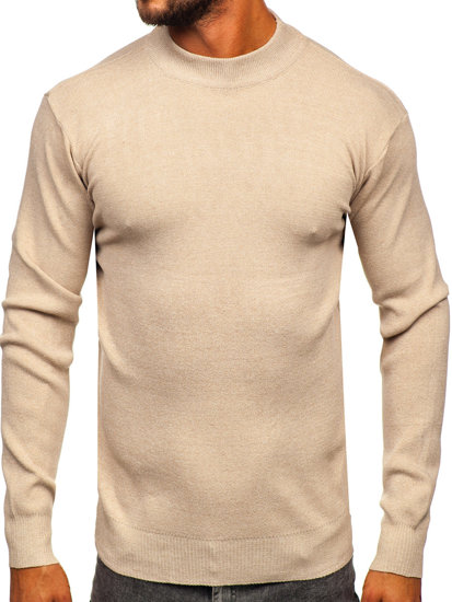 Bolf Herren Halb Rollkragenpullover Basic Beige  S8561