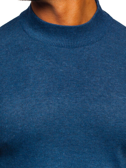 Bolf Herren Halb Rollkragenpullover Basic Dunkelblau  S8519