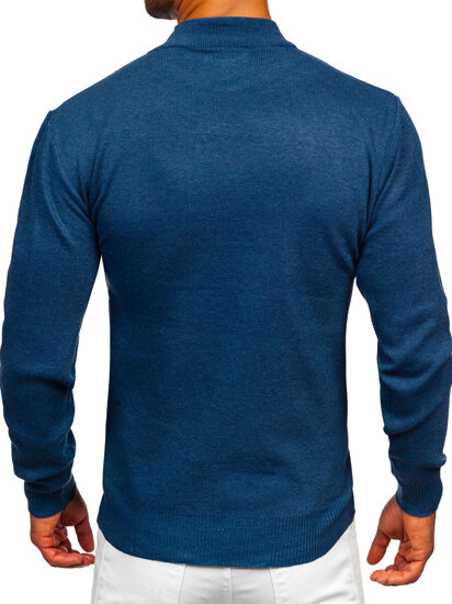 Bolf Herren Halb Rollkragenpullover Basic Dunkelblau  S8519