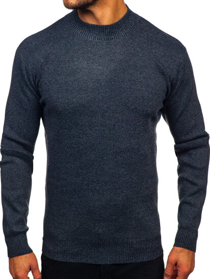 Bolf Herren Halb Rollkragenpullover basic Dunkalblau  S8727