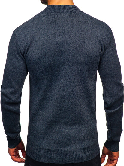 Bolf Herren Halb Rollkragenpullover basic Dunkalblau  S8727