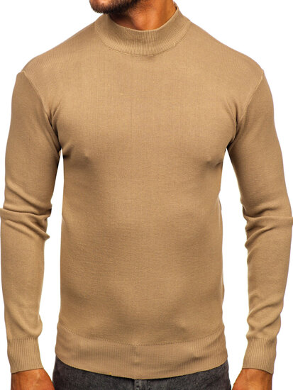 Bolf Herren Halb Rrollkragenpullover basic Beige H2402