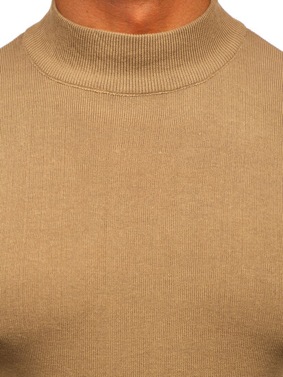 Bolf Herren Halb Rrollkragenpullover basic Beige H2402