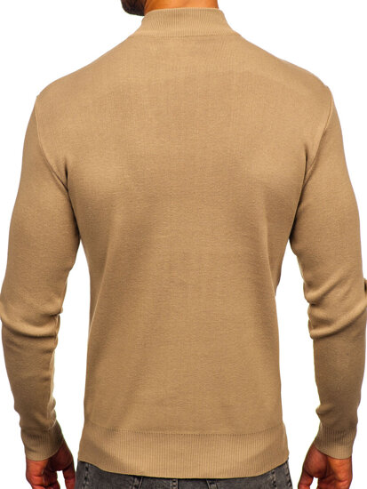 Bolf Herren Halb Rrollkragenpullover basic Beige H2402