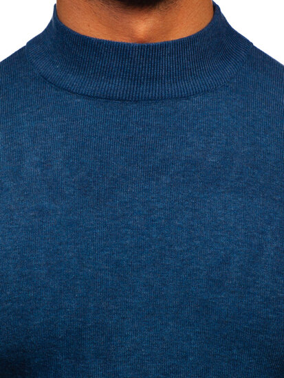 Bolf Herren Halb Rrollkragenpullover basic Blau H2402