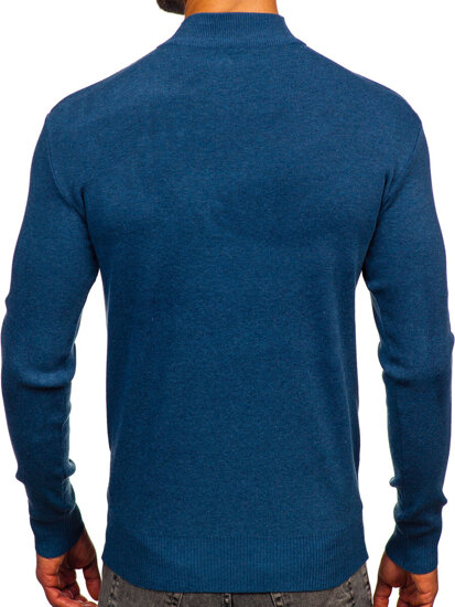 Bolf Herren Halb Rrollkragenpullover basic Blau H2402