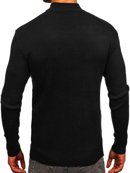 Bolf Herren Halb Rrollkragenpullover basic Schwarz H2402