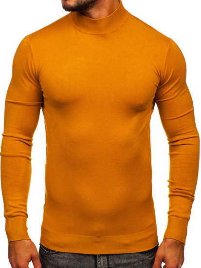 Bolf Herren Halbrollkragen Pullover Basic Camel  YY05