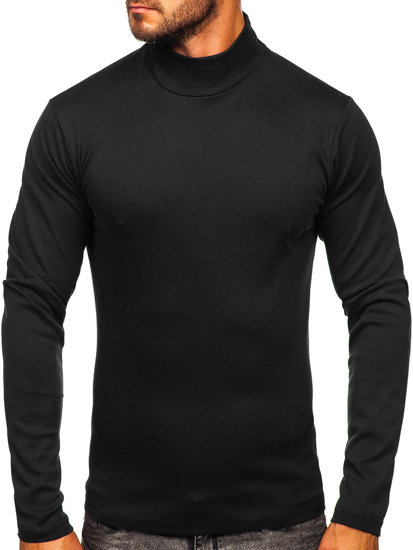 Bolf Herren Halbrollkragenpullover Basic Schwarz  145348