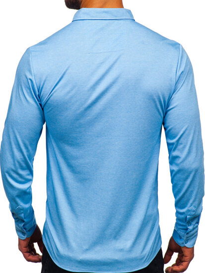 Bolf Herren Hemd Casual Langarm Blau 500