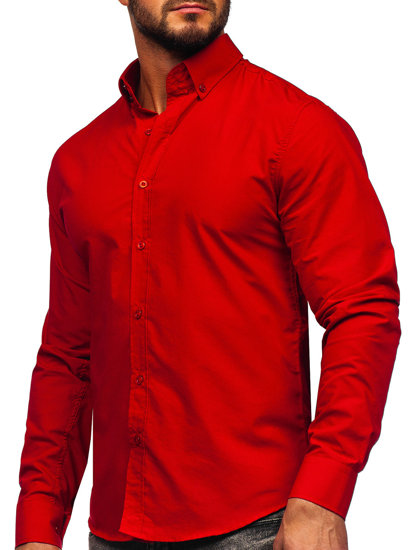 Bolf Herren Hemd Elegant Herrenhemd Rot  5821-1