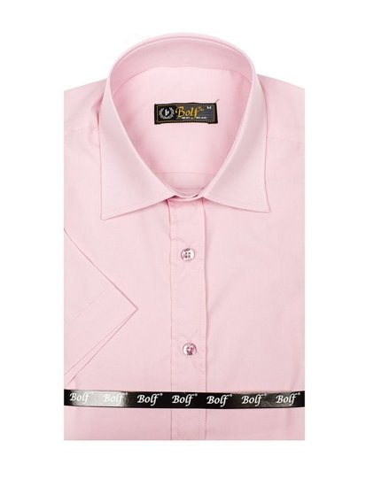 Bolf Herren Hemd Elegant Kurzarm Rosa  7501