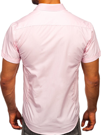 Bolf Herren Hemd Elegant Kurzarm Rosa  7501