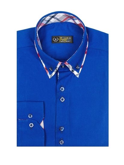 Bolf Herren Hemd Elegant Langarm Blau  4704-1