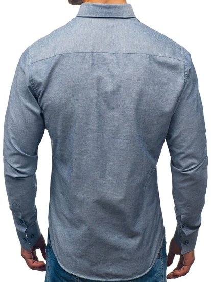 Bolf Herren Hemd Elegant Langarm Grau  2759