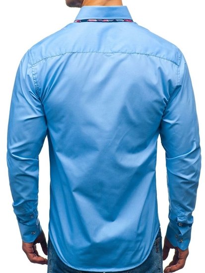 Bolf Herren Hemd Elegant Langarm Hellblau  2712