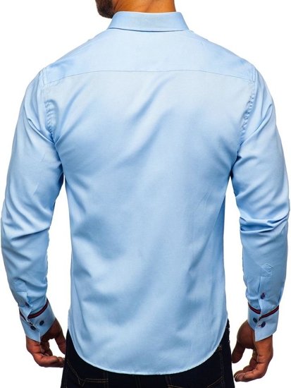 Bolf Herren Hemd Elegant Langarm Hellblau  5801-A