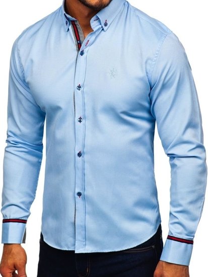 Bolf Herren Hemd Elegant Langarm Hellblau  5801-A