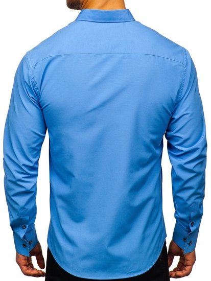 Bolf Herren Hemd Elegant Langarm Hellblau 8840-1