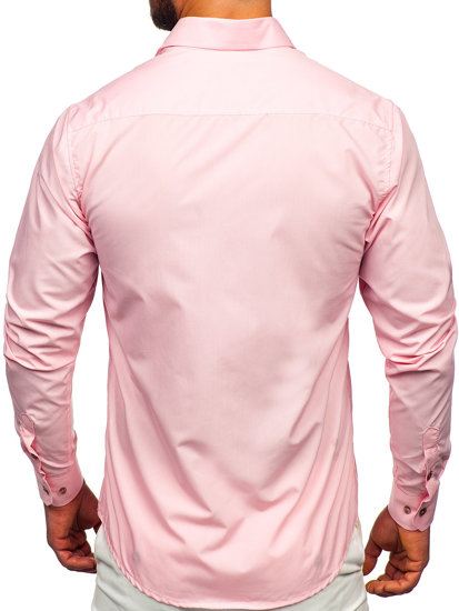 Bolf Herren Hemd Elegant Langarm Rosa  6944