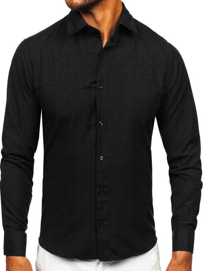 Bolf Herren Hemd Elegant Langarm Schwarz  24740