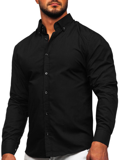 Bolf Herren Hemd Elegant Langarm Schwarz  5821-1