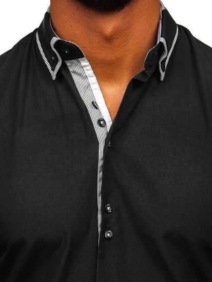 Bolf Herren Hemd Elegant Langarm Schwarz  6929-A