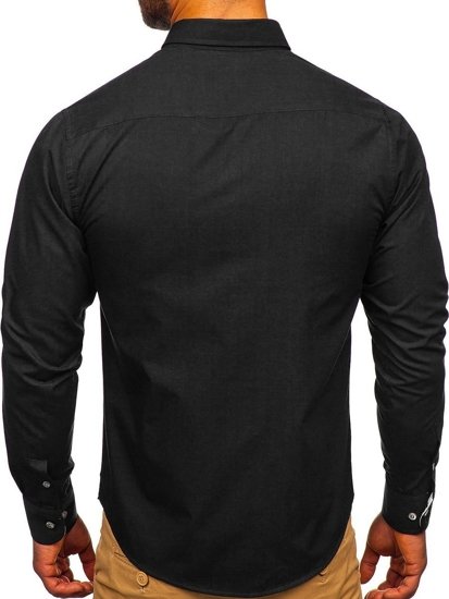 Bolf Herren Hemd Elegant Langarm Schwarz  7720