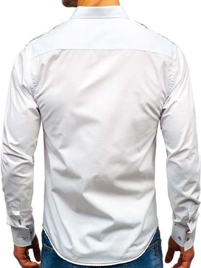 Bolf Herren Hemd Elegant Langarm Weiß  1758