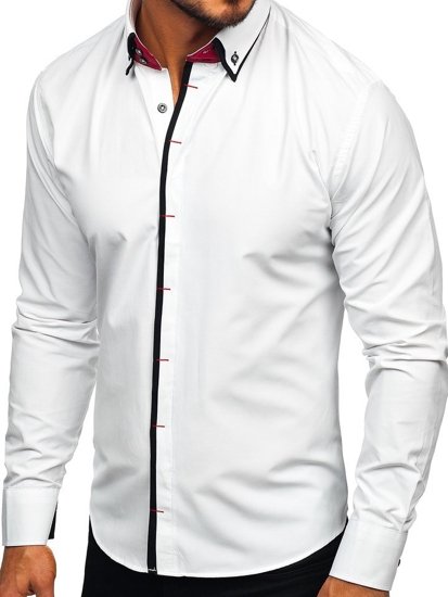 Bolf Herren Hemd Elegant Langarm Weiß  2767-1