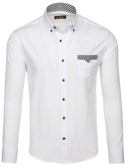 Bolf Herren Hemd Elegant Langarm Weiß  4711