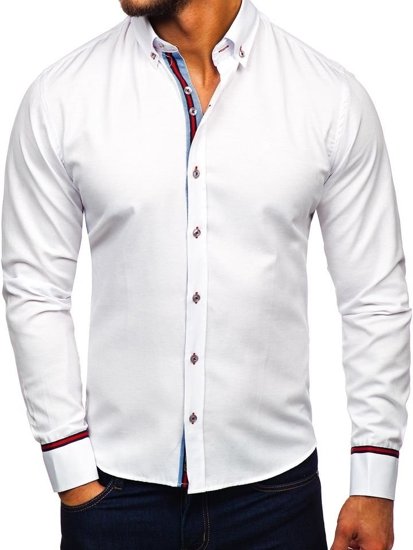 Bolf Herren Hemd Elegant Langarm Weiß  5801-A