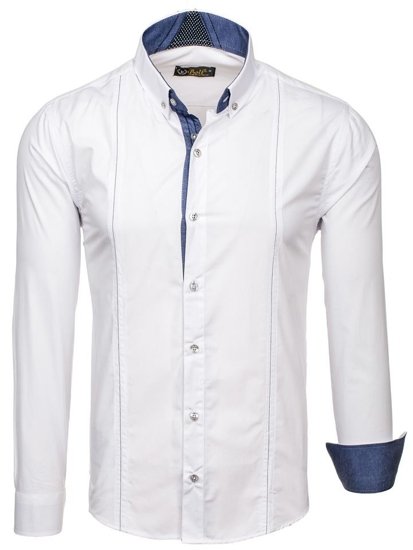 Bolf Herren Hemd Elegant Langarm Weiß  8822