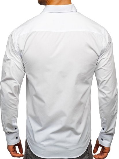 Bolf Herren Hemd Elegant Langarm Weiß 8838-1