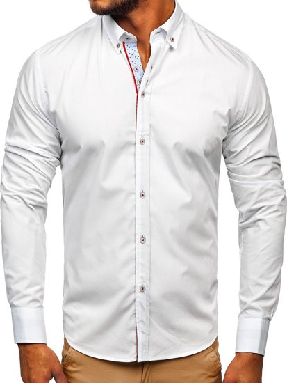 Bolf Herren Hemd Elegant Langarm Weiß  8839