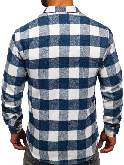 Bolf Herren Hemd Flanellhemd Langarm Blau 20723