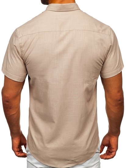 Bolf Herren Hemd Kurzarm Beige  20501