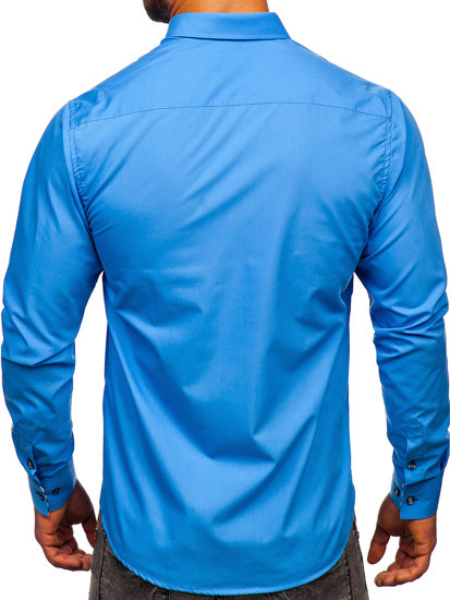 Bolf Herren Hemd Langarm Blau  3762