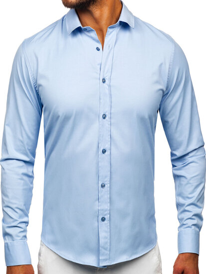 Bolf Herren Hemd Langarm Elegant Blau  24702