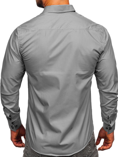 Bolf Herren Hemd Langarm Elegant Grau  5796-1