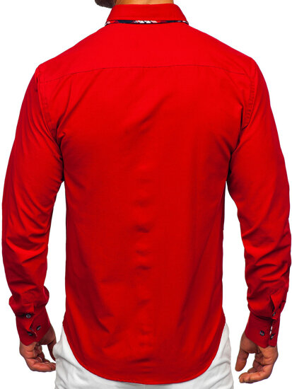 Bolf Herren Hemd Langarm Elegant Rot 4704