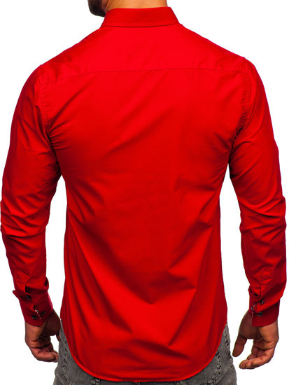 Bolf Herren Hemd Langarm Elegant Rot  5796-1