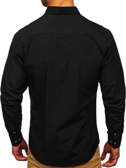 Bolf Herren Hemd Langarm Elegant Schwarz 20715