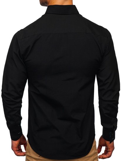 Bolf Herren Hemd Langarm Elegant Schwarz 20725